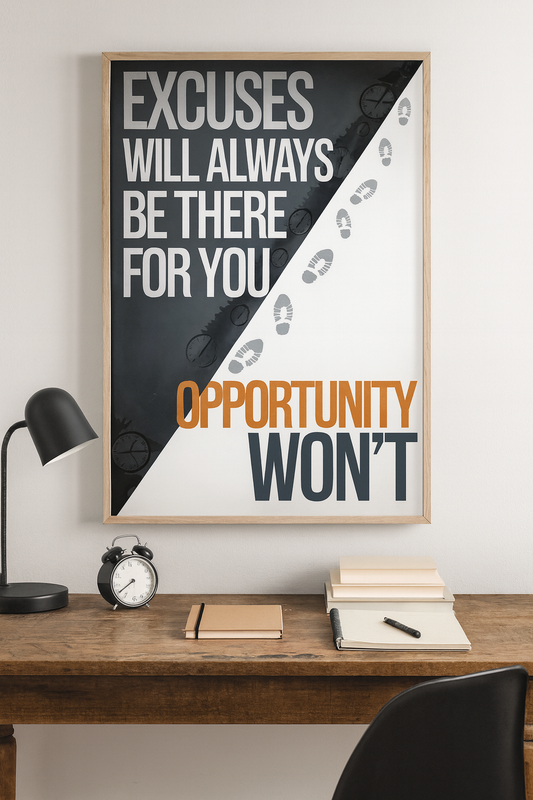 "Excuses will always be there for you, opportunity won't"