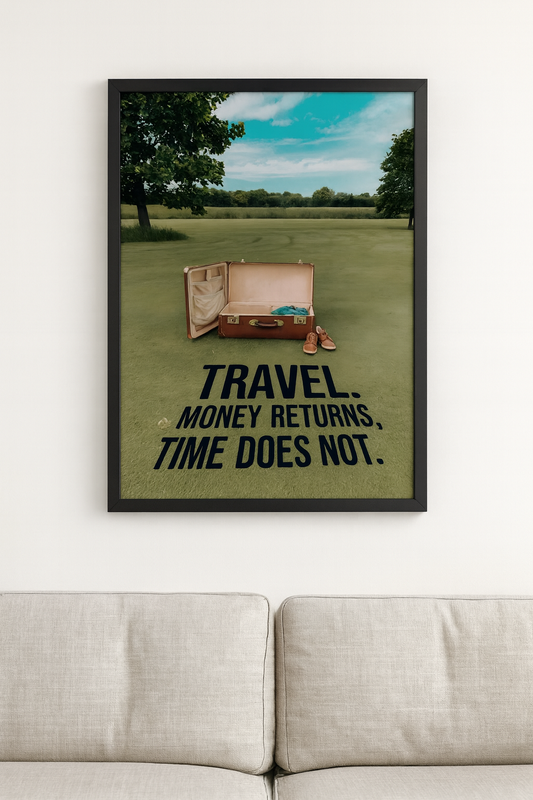 "Travel. Money returns, time does not."